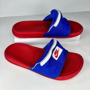 Nike Sandals Mens 7 Fanny Pack Bright Crimson Blue & Red Sliders Streetwear Y2K